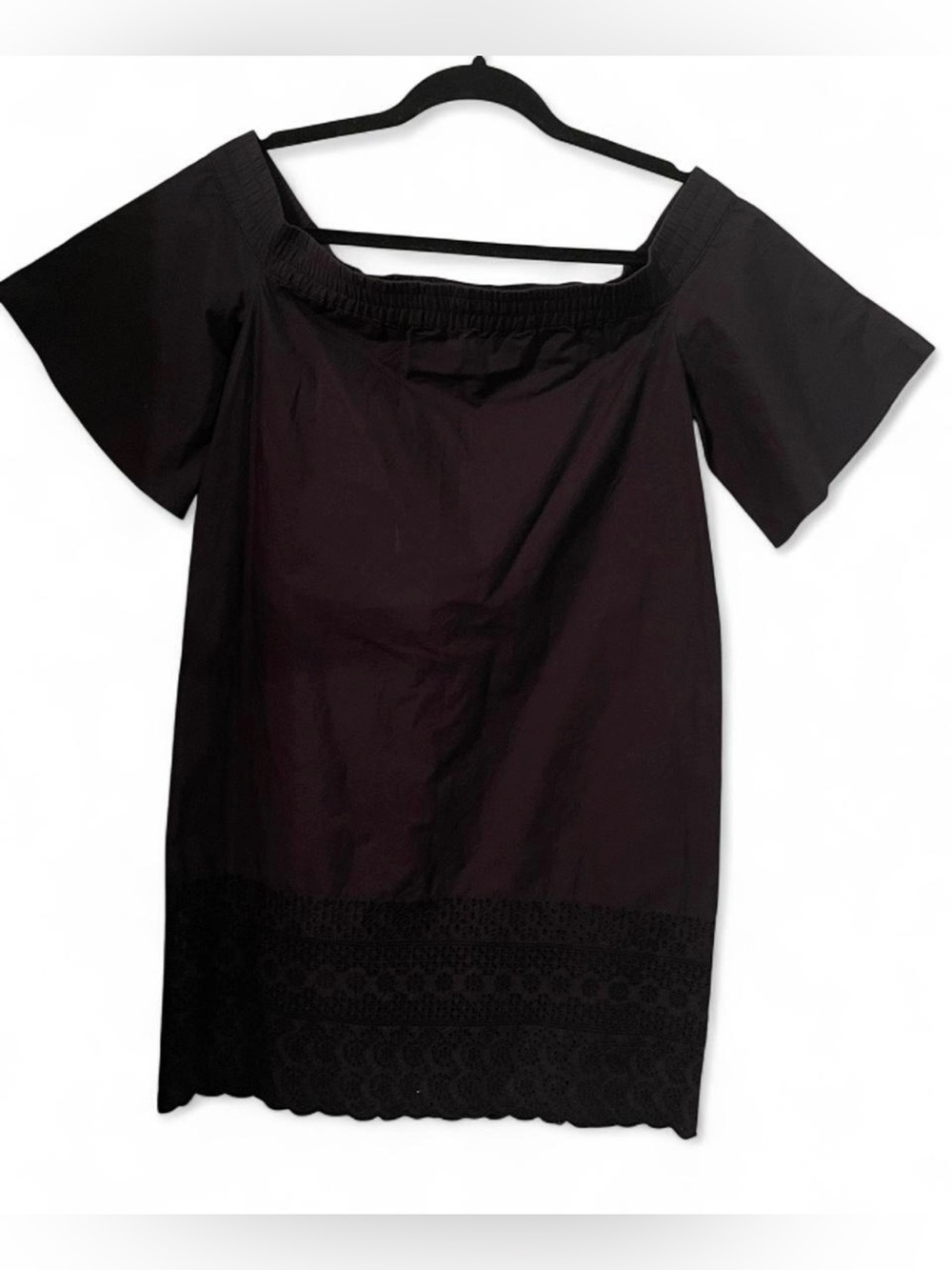 AllSaints Black Off The Shoulder Eyelet Embroidered Hem Sz:Small (NWOT)